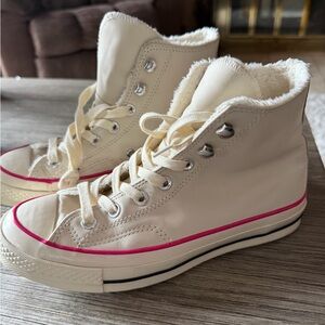 Converse Chuck Taylor All Star, Cream and Pink High-Top Sneakers
